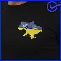 Мужская черного цвета футболка "ТЗ" с маленьким патриотическим принтом, футболки с символикой Украины