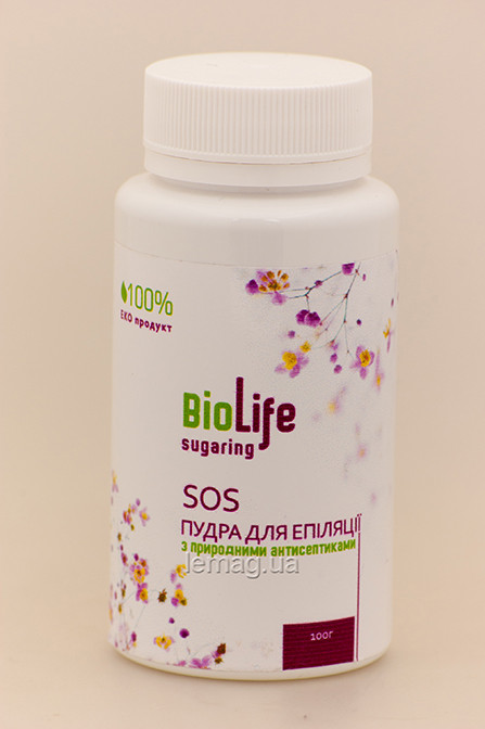 BioLife SOS пудра (тальк) для епіляції з природними антисептиками, 100 г, фото 1