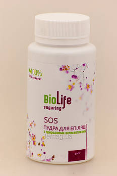 BioLife SOS пудра (тальк) для епіляції з природними антисептиками, 100 г