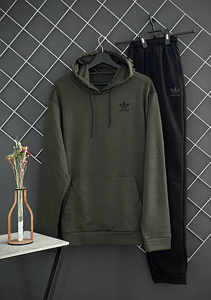 Чоловічий спортивний костюм демісезонний із худі Adidas кольору хакі/костю на весну, осінь Адідас, фото 1