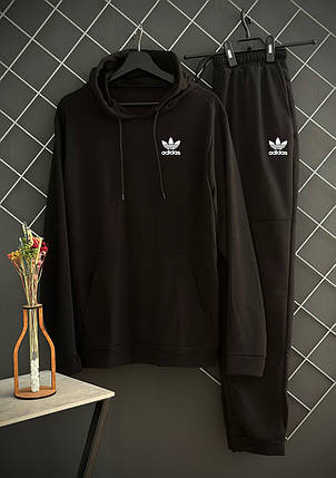 Мужской демисезонный спортивный костюм Adidas черный / весенний костюм Адидас / лёгкий костюм, фото 1