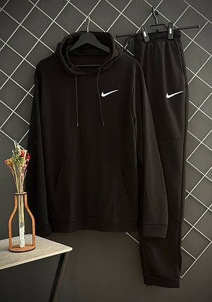 Чоловічий спортивний костюм демісезонний із худі Nike чорний/ костюм на весну, осінь Найк, фото 1