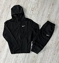 Чоловічий спортивний костюм демісезонний на змійці Nike чорний/ костюм на весну, осінь Найк, фото 4