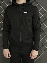 Чоловічий спортивний костюм демісезонний на змійці Nike чорний/ костюм на весну, осінь Найк, фото 5