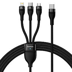 Кабель зарядный Baseus 3-in-1 USB Type C - USB Type C / Lightning / micro USB 100 Вт 1.5 м Black (CASS030201)