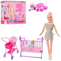 Кукла DEFA 8363 (6шт) 29см,беременная,коляска,кроватка,аксессуары,2цв,в кор-ке,40.5-35-9,5см
