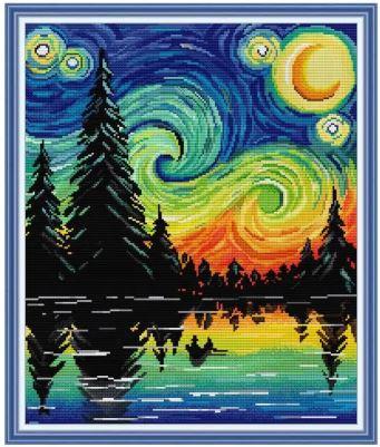 Набір для вишивання за нанесеною на канву схемою "Starry Sky". AIDA 14CT printed 41*47 см