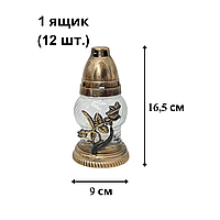 Лампадка Середня Скляна Аплікація Троянда з запаскою (12шт./ящ.) 16,5см