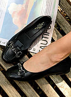 Чёрные женские балетки туфли мокасины.