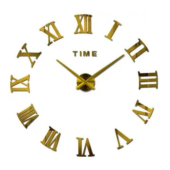 Настінний дзеркальний 3D годинник RIAS 12S010-GF 10-45 см Gold (3_01199), фото 1