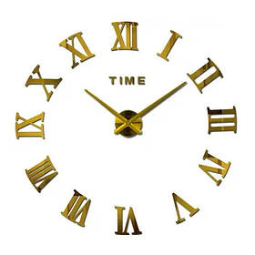 Настінний дзеркальний 3D годинник RIAS 12S010-GF 10-45 см Gold (3_01199)