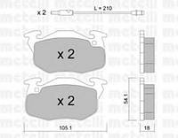 Комплект гальмівних колодок (дискових) METELLI 2200370 PEUGEOT 205 I кабрио (741B, 20D), PEUGEOT 205 I кабрио