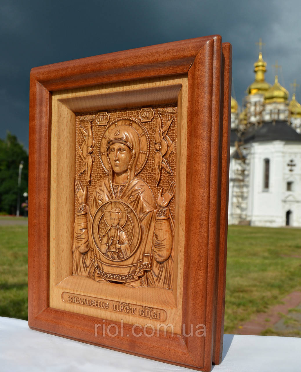 Резная деревянная икона Знамение Пресвятой Богородицы - фото 3 - id-p339481134