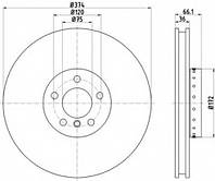 Диск тормозной TEXTAR 92266225 ALPINA B7 (F01, F02), BMW 5 Gran Turismo (F07), BMW 5 Gran Turismo (F07), BMW 5