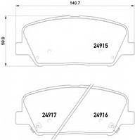 Комплект тормозных колодок, дисковый тормоз BREMBO P30065 HYUNDAI GRANDEUR (HG), HYUNDAI i30 (GD), HYUNDAI i30