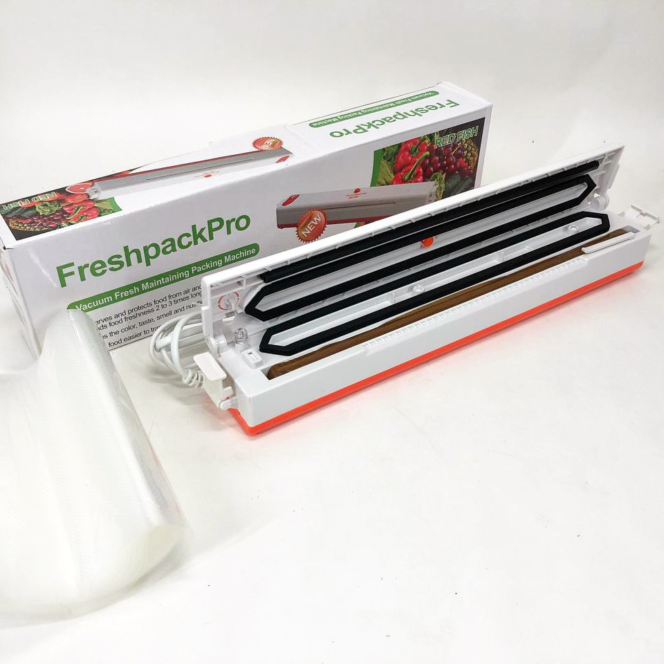 Вакууматор Freshpack Pro вакуумний пакувальник їжі, побутової. Колір помаранчевий, фото 1