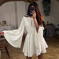 Женское приталенное платье мини, с открытой спинкой, белая