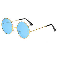 Круглые имиджевые очки солнцезащитные винтажные тишейды синие (Уценка)