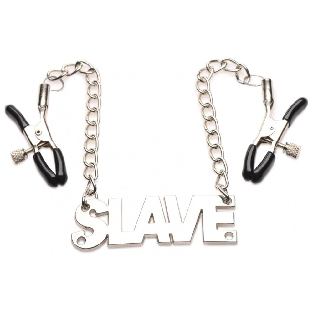 Затискачі для сосків із написом SLAVE від Master Series, фото 1