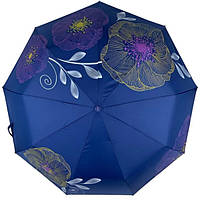 Зонт женский автомат THE BEST 9 спиц антиветер с цветами в подарочной коробке Синий (36043)