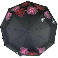 Зонт женский автомат THE BEST 9 спиц антиветер с цветами в подарочной коробке Черный (36046)