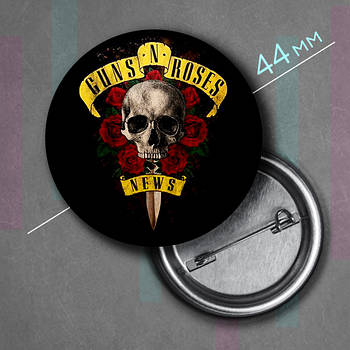 "Ганз н Роузес / Guns N' Roses" значок круглий на булавці Ø44 мм