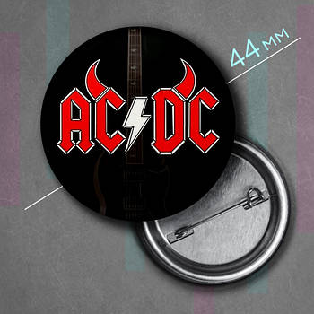 "Айсідісі / AC/DC" значок круглий на булавці Ø44 мм