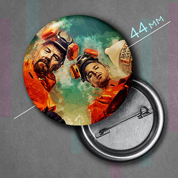 "Волтер Вайт і Джессі Пінкмен (Пуститися берега)" значок круглий на булавці Ø44 мм