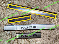 Накладки на пороги FORD KUGA III *2020- Форд Куга Премиум нержавейка с логотипом 4штуки комплект