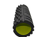 Масажний ролик (роллер) PowerPlay 4025 Massage Roller Чорно-зелений (33x15см.), фото 6