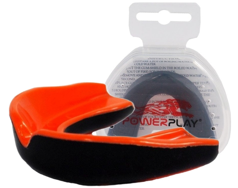 Капа боксерська PowerPlay 3315 SR Оранжево-Чорна зі смаком м'яти