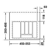 Лоток для столовых приборов Hafele 556.46.506 50-55 см серый