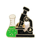 Медицинская брошь брошка пин значок микроскоп лаборатория колба зеленая
