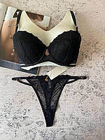 75,80С Женское черное белье на грудь 3 размера комплект