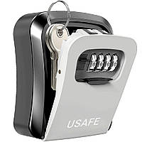 Наружный мини сейф для ключей uSafe KS-03p, с кодовым замком, настенный, пластиковый, Серый