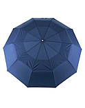 Парасолька автомат сімейна (Президентська) Parachase №3236 Синій, купол з вітровим клапаном, на 10 спиць, пряма дерев'яна ручка,, фото 2