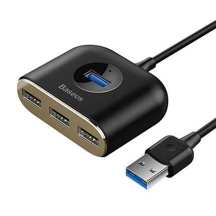 USB-Hub Baseus Square round 4 in 1 USB HUB Adapter(USB3.0 TO USB3.0*1+USB2.0*3) 1m Black, фото 2