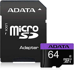 MicroSDXC (UHS-1) A-DATA Premier 64Gb Class 10 (R-100Mb/s)  (adapter SD)