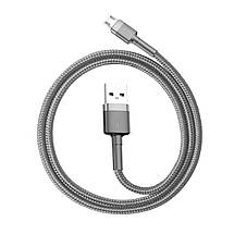 Кабель Baseus cafule Cable USB For Micro 2.4A 0.5M Gray+Black, фото 3