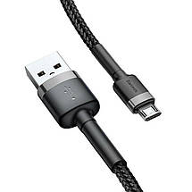 Кабель Baseus cafule Cable USB For Micro 2.4A 0.5M Gray+Black, фото 5