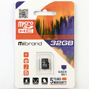 MicroSDHC (UHS-1) Mibrand 32Gb class 10