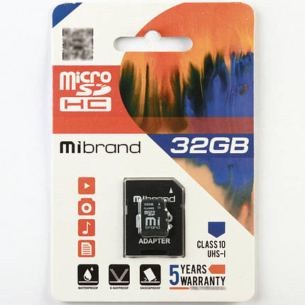 MicroSDHC (UHS-1) Mibrand 32Gb class 10 (adapter SD), фото 2