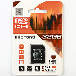 MicroSDHC (UHS-1 U3) Mibrand 32Gb class 10 (adapter SD)