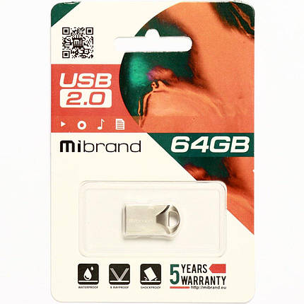 Flash Mibrand USB 2.0 Hawk 64Gb Silver, фото 2