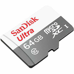 MicroSDXC (UHS-1) SanDisk Ultra 64Gb class 10 A1 (100Mb/s)