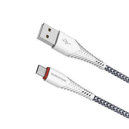 Кабель BOROFONE BX25 Powerful USB to Type-C 3A,1m, nylon, TPE connectors, White, фото 2