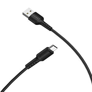 Кабель BOROFONE BX16 USB to Micro 2A, 1m, PVC, TPE connectors, Black