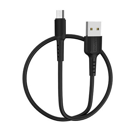 Кабель BOROFONE BX16 USB to Micro 2A, 1m, PVC, TPE connectors, Black, фото 2