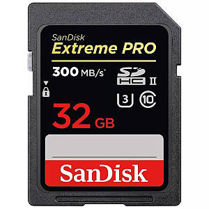 SDXC (UHS-II U3) SanDisk Extreme Pro 32Gb class 10 V90 (R300MB/s, W260MB/s)