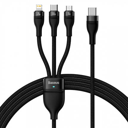 Кабель Baseus Flash Series Ⅱ One-for-three Fast Charging Cable Type-C to M+L+C 100W 1.5m Black, фото 2